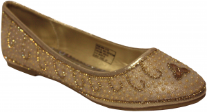 GIRLS FLAT SHOES W/ RHINESTONES DESIGN (GOLD)